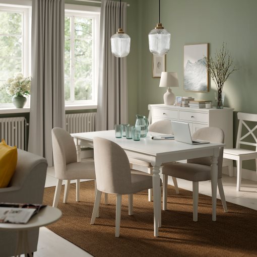 ROSENTORP, table and 4 chairs, 155/215x87 cm, 796.101.40