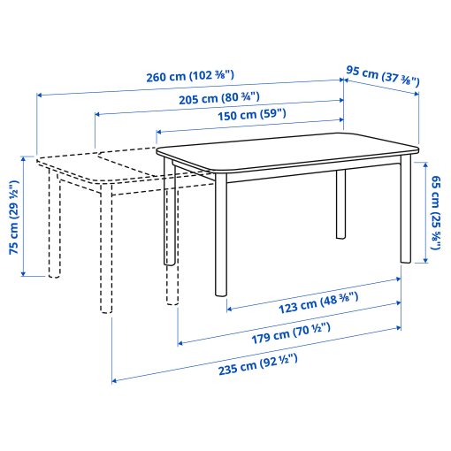 STRANDTORP, extendable table, 150/205/260x95 cm, 803.885.87