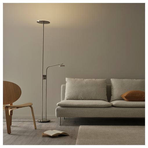 ISJAKT, floor uplighter/reading lamp with built-in LED light source/dimmable, 180 cm, 804.597.11