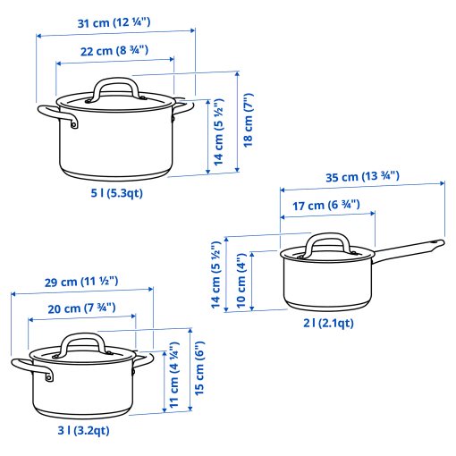 IKEA 365+, cookware set of 3, 804.843.29