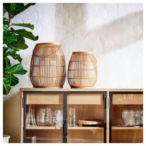 HÖVISK, lantern for block candle/handmade, 29 cm, 805.165.23