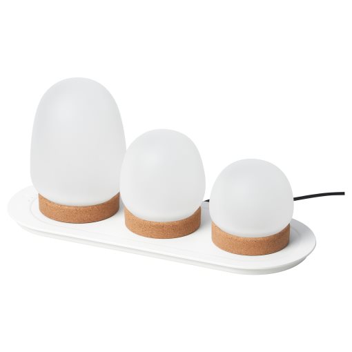 PRAKTSPIREA, 4-piece decoration lighting set with built-in LED light source and charging tray, 805.388.55