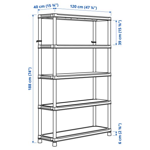 RUNMARÖ, shelving unit/in/outdoor, 120x40x188 cm, 805.513.09