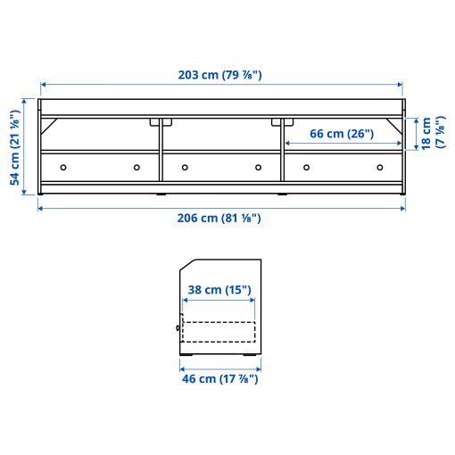 HAUGA, TV bench, 206x46x54 cm, 805.933.85