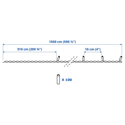 GETKÅL, γιρλάντα φωτισμού με ενσωματωμένο φωτισμό LED/εξωτερικού χώρου, 15 m, 806.093.10
