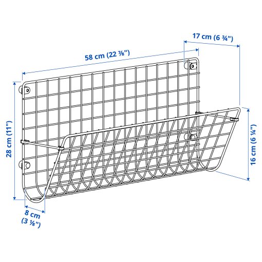GREJIG, θήκη αποθήκευσης τοίχου, 58x17x28 cm, 806.107.66