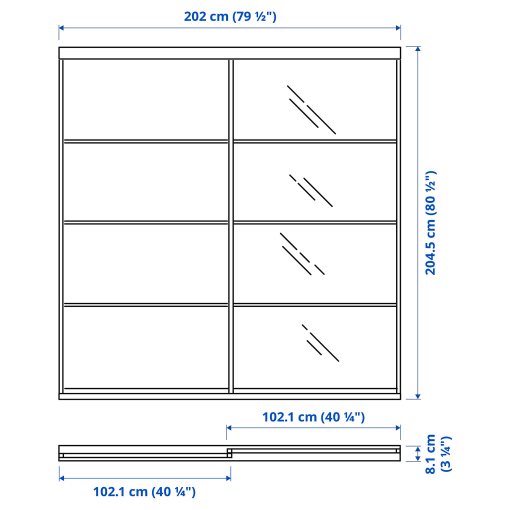 SKYTTA/MEH/AULI, sliding door combination, 202x205 cm, 894.227.37