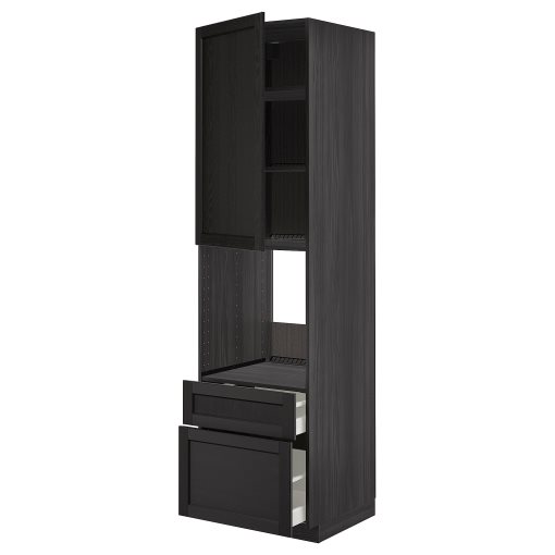 METOD/MAXIMERA, high cabinet for oven with door/2 drawers, 60x60x220 cm, 894.556.19