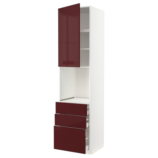METOD, high cabinet for oven with door/3 drawers, 60x60x240 cm, 894.648.74