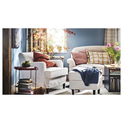 ROCKSJON, armchair with footstool, 895.088.92