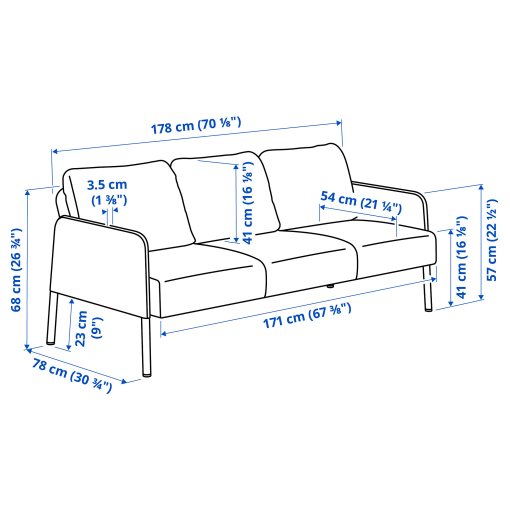 GLOSTAD, 3-seat sofa with chaise longue, 895.426.69