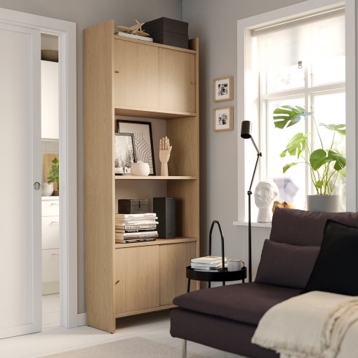 LÅDMAKARE, storage combination with sliding doors and shelf, 81x35x212 cm, 895.639.92