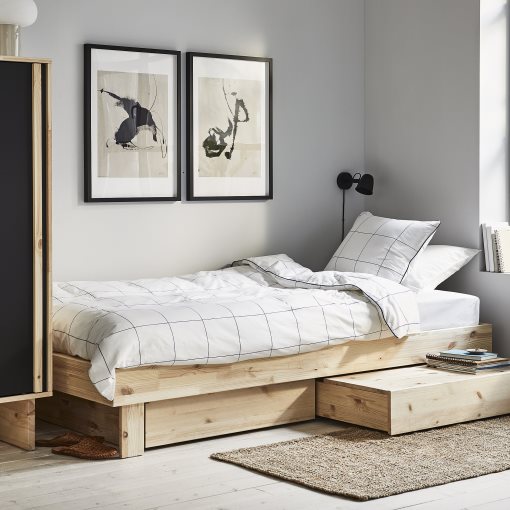GLAMBERGET, bed frame with storage and mattress, 90x200 cm, 895.684.90