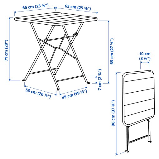 SUNDSÖ, table and 2 folding chairs/outdoor, 65x65 cm, 895.730.24
