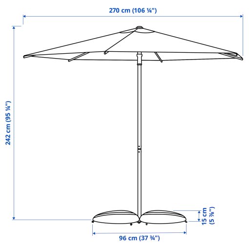 HÖGÖN/IGGÖN, parasol with base, 270 cm, 895.762.06