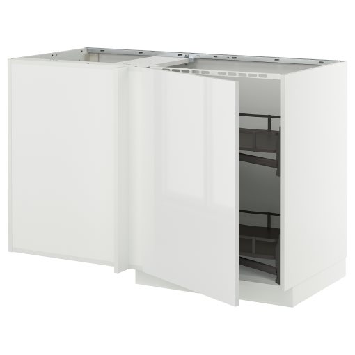 METOD, corner base cabinet with pull-out fitting, 128x68 cm, 895.851.35