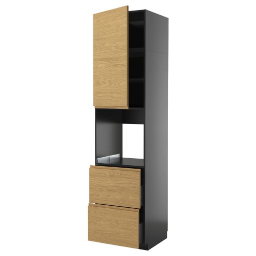 METOD/KNIVSHULT, high cabinet for oven with door/2 drawers, 60x60x240 cm, 895.876.72