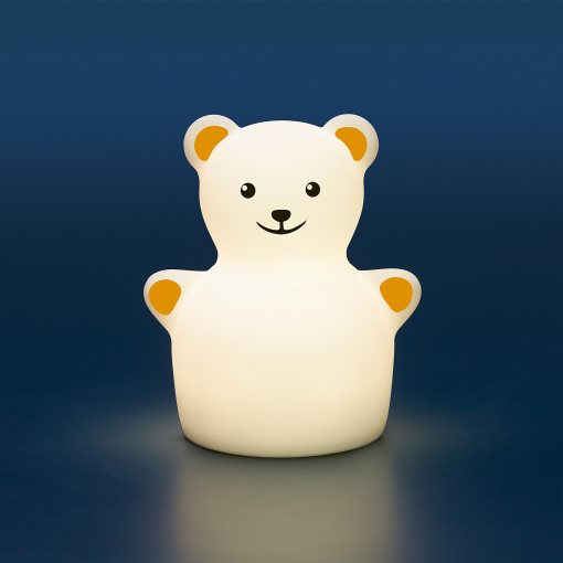 TÖVÄDER, night light with built-in LED light source/bear/battery-operated, 905.169.14