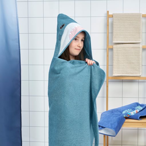 BLÅVINGAD, towel with hood/shark-shaped, 70x140 cm, 905.284.41