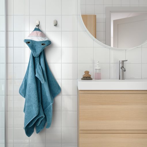 BLÅVINGAD, towel with hood/shark-shaped, 70x140 cm, 905.284.41
