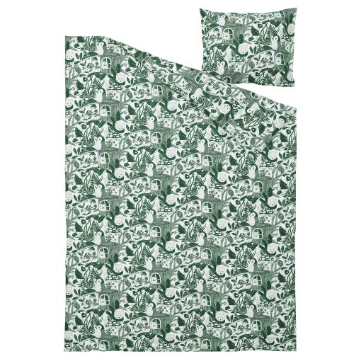 SKOGSDUVA, παπλωματοθήκη και μαξιλαροθήκη/δάσος, 150x200/50x60 cm, 905.768.04