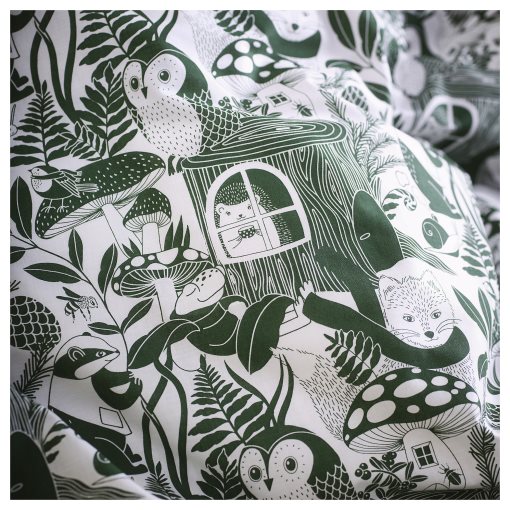 SKOGSDUVA, παπλωματοθήκη και μαξιλαροθήκη/δάσος, 150x200/50x60 cm, 905.768.04