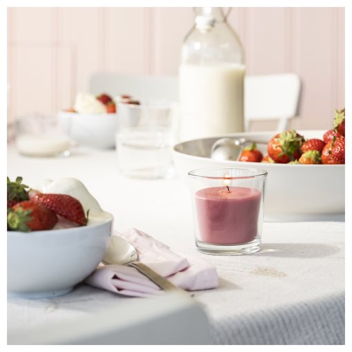BLODBOK, scented candle in glass/strawberry, 25 hr, 905.826.64