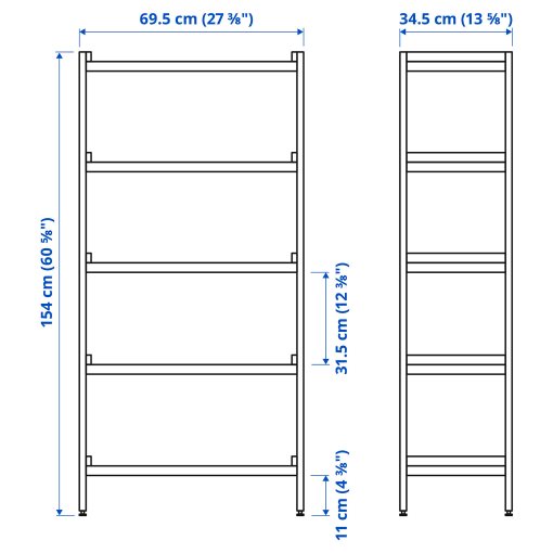 EKENABBEN, open shelving unit, 70x34x154 cm, 905.963.93