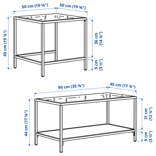 VITTSJÖ, nest of tables/set of 2, 90x50 cm, 906.043.50