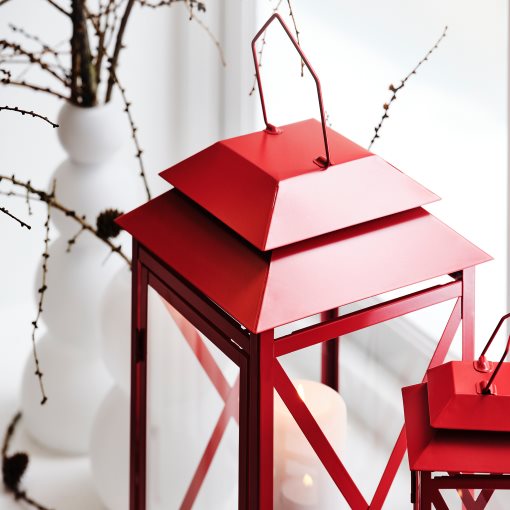 VINTERFINT, lantern for pillar candle in/out, 22 cm, 906.048.21