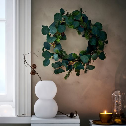 VINTERFINT, artificial wreath In/outdoor eucalyptus, 45 cm, 906.065.56