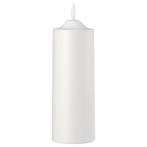 SMÅLOM, pillar candle with built in LED light source/battery-operated , 19 cm, 906.115.91