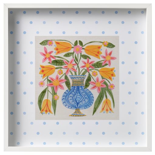 SANNAHED, frame with poster/blue vase with flowers, 50x50 cm, 906.196.10