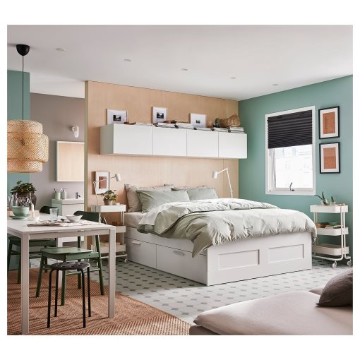 BRIMNES, bed frame with storage, 140X200 cm, 990.196.61