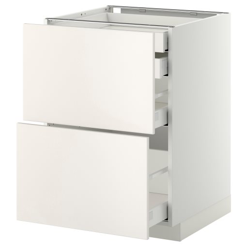 METOD/MAXIMERA, base cabinet 2 fronts/2 low/1 medium/1 high drawer, 991.045.84