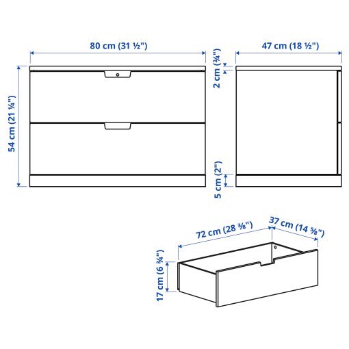 NORDLI, συρταριέρα με 2 συρτάρια, 80X54 cm, 992.394.94