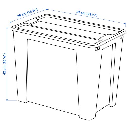SAMLA, κουτί με καπάκι, 57x39x42 cm/65 l, 994.407.74