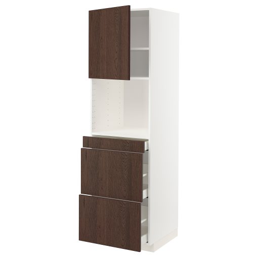 METOD, high cabinet for microwave combi with door/3 drawers, 60x60x200 cm, 994.645.57
