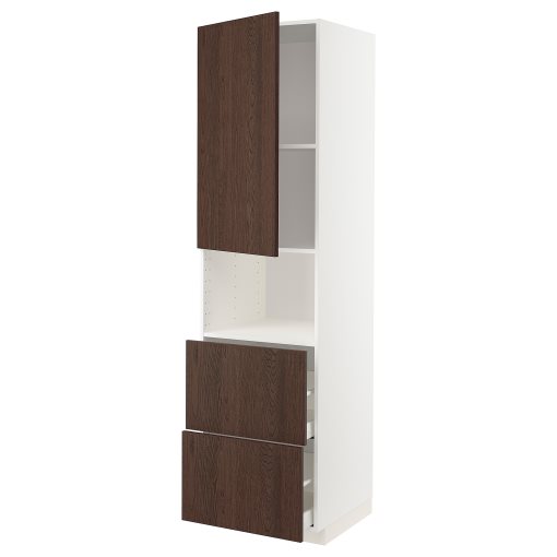 METOD, high cabinet for microwave with door/2 drawers, 60x60x220 cm, 994.664.91