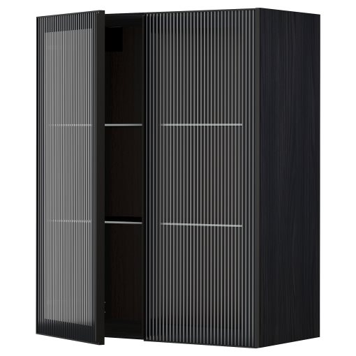 METOD, wall cabinet with shelves/2 glass doors, 80x100 cm, 994.907.35