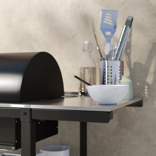 GRILLSKÄR, charcoal barbecue with 2 side tables, 994.952.24