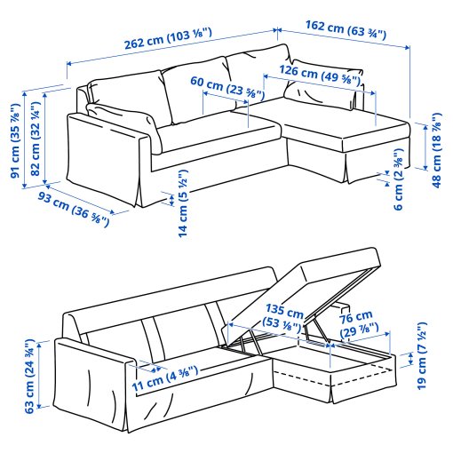HYLTARP, 3θέσιος κανπές με σεζλόνγκ, δεξιά, 994.958.32