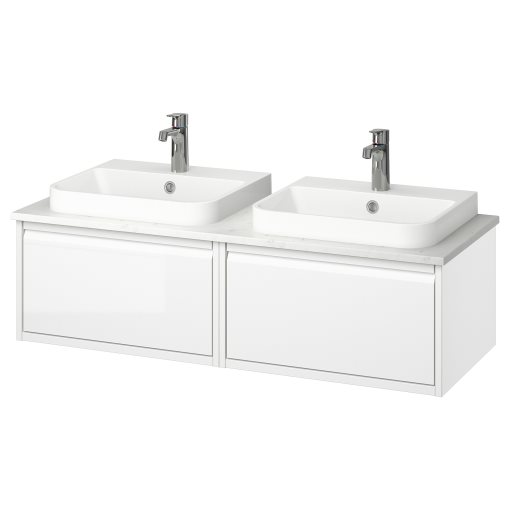 ANGSJON/BACKSJON, wash-stand/wash-basin/taps/high-gloss, 122x49x41 cm, 995.285.83