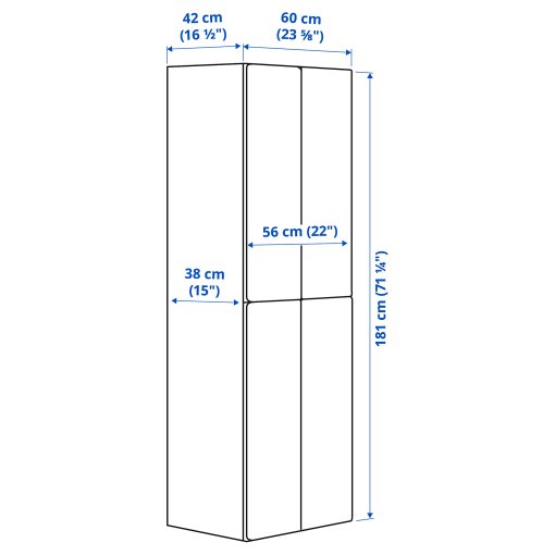SMASTAD/PLATSA, wardrobe with 2 clothes rails, 60x42x181 cm, 995.489.77