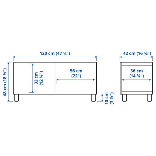 BESTÅ, TV bench with doors, 120x42x48 cm, 995.687.48