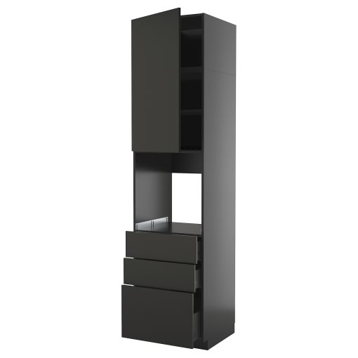 METOD/KNIVSHULT, ψηλό ντουλάπι για φούρνο με πόρτα/3 συρτάρια, 60x60x240 cm, 995.867.47