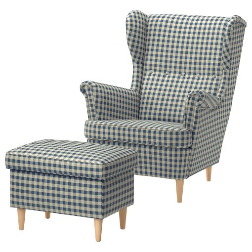 STRANDMON, wing chair with footstool, 995.903.39
