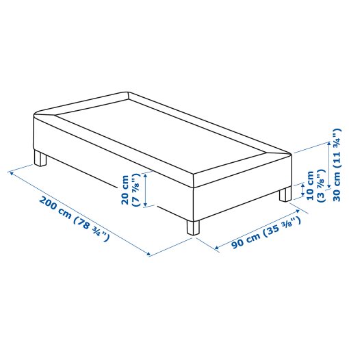 LYNGOR, slatted mattress base with legs, 90x200 cm, 996.082.78