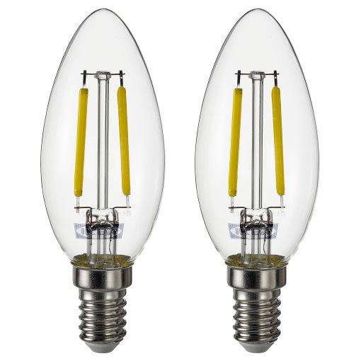 SOLHETTA, λαμπτήρας LED E14 250 lumen, 2 τεμ. 2700 K, 005.914.27