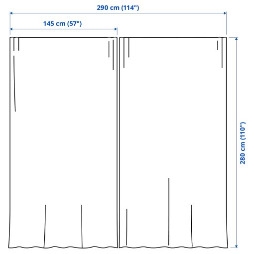 SKOGSNÄSSLA, κουρτίνα με τρέσα, 2 τεμ. 145x280 cm, 006.276.24